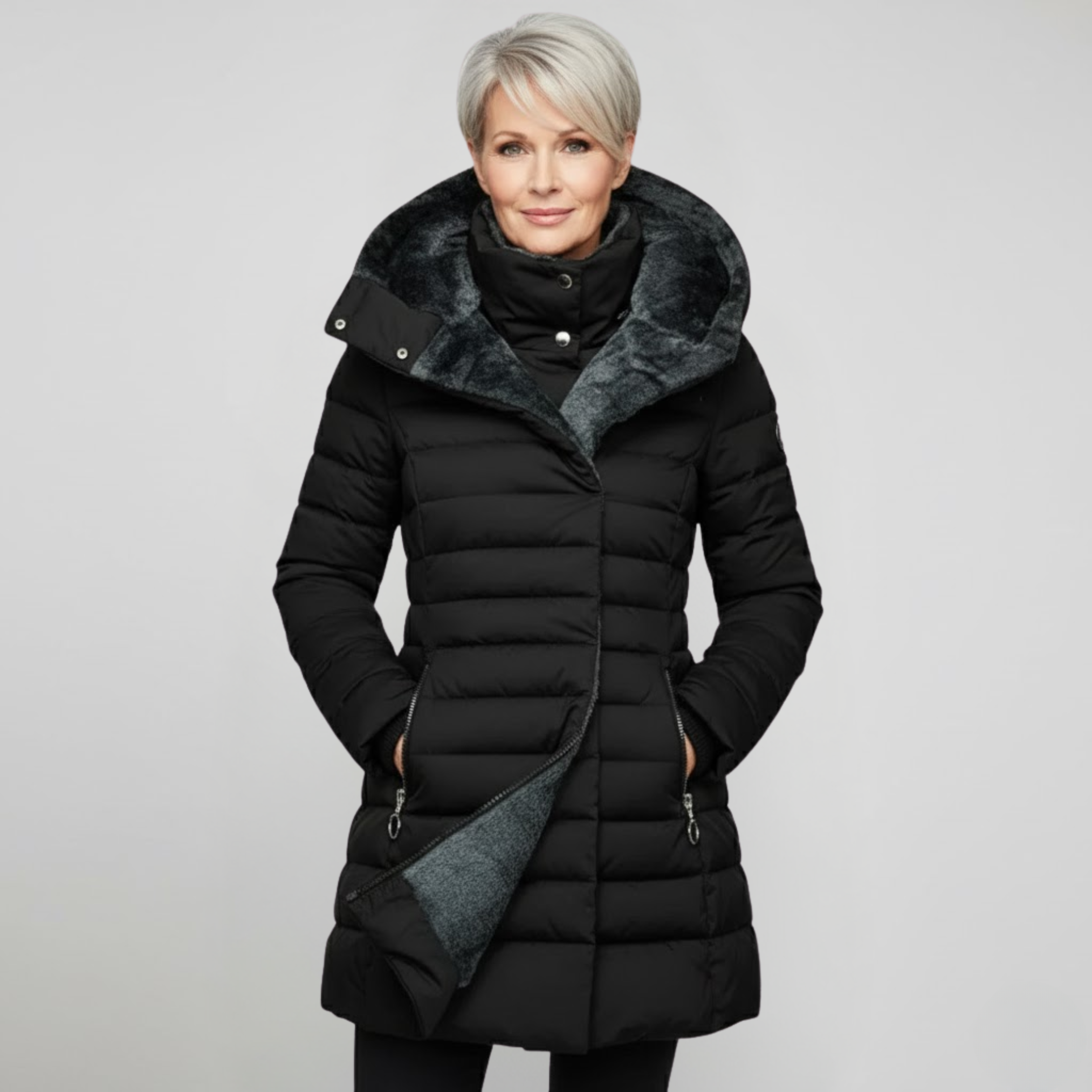 Mia | Gefütterte Winterjacke mit Kunstpelz-Innenfutter