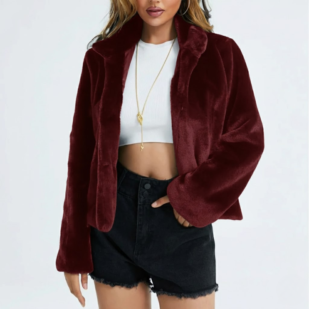 Elora | Kurzfell-Jacke mit Stehkragen