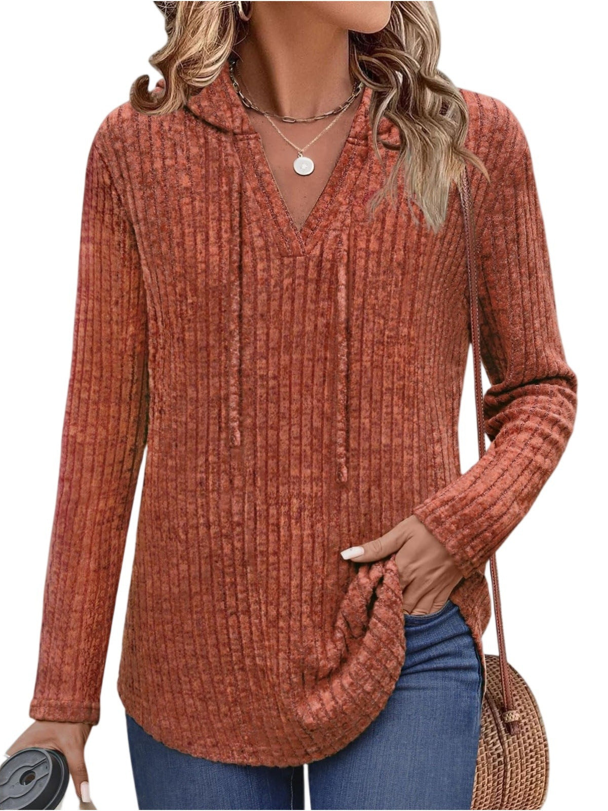 Mira | Weiches Ripp-Longsleeve mit Kapuze