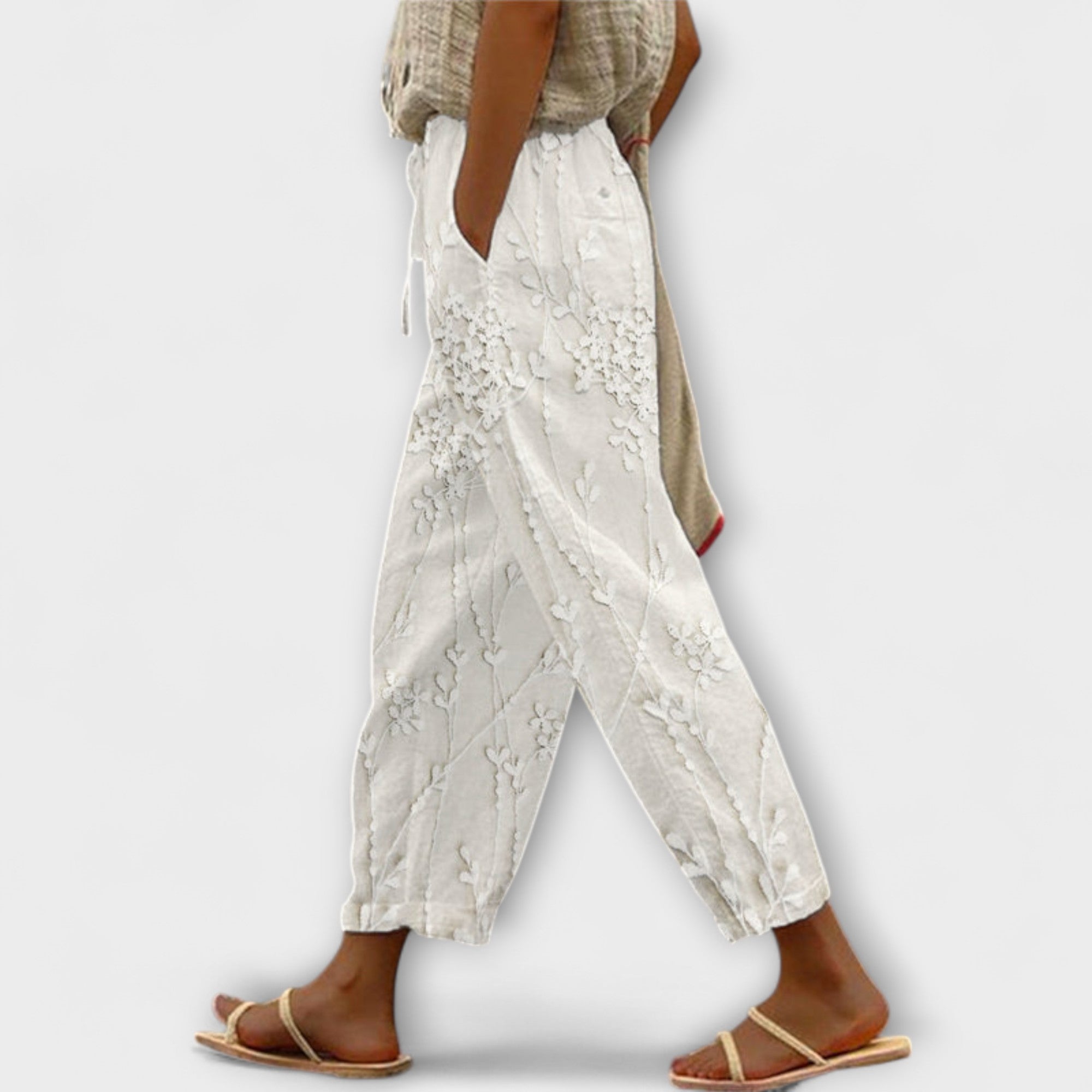 Zoey - Bedruckte Hose mit Weinlaub-Muster