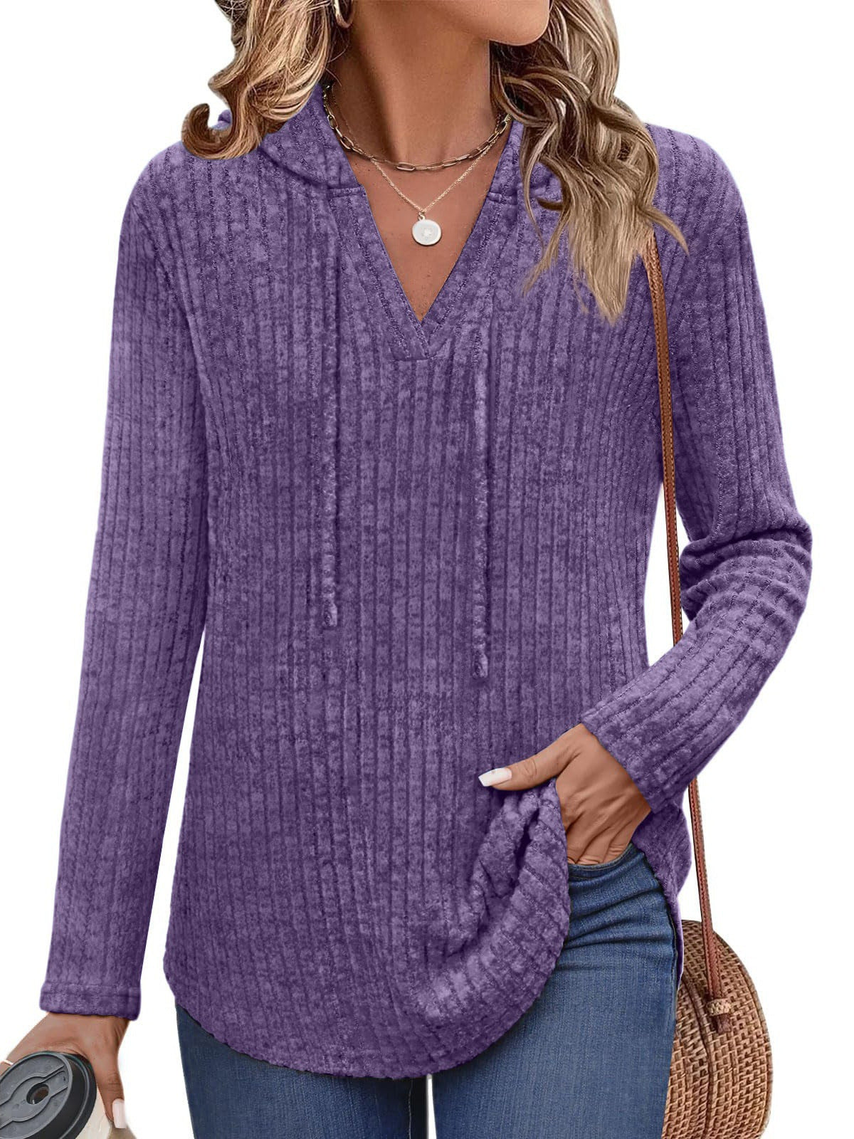 Mira | Weiches Ripp-Longsleeve mit Kapuze