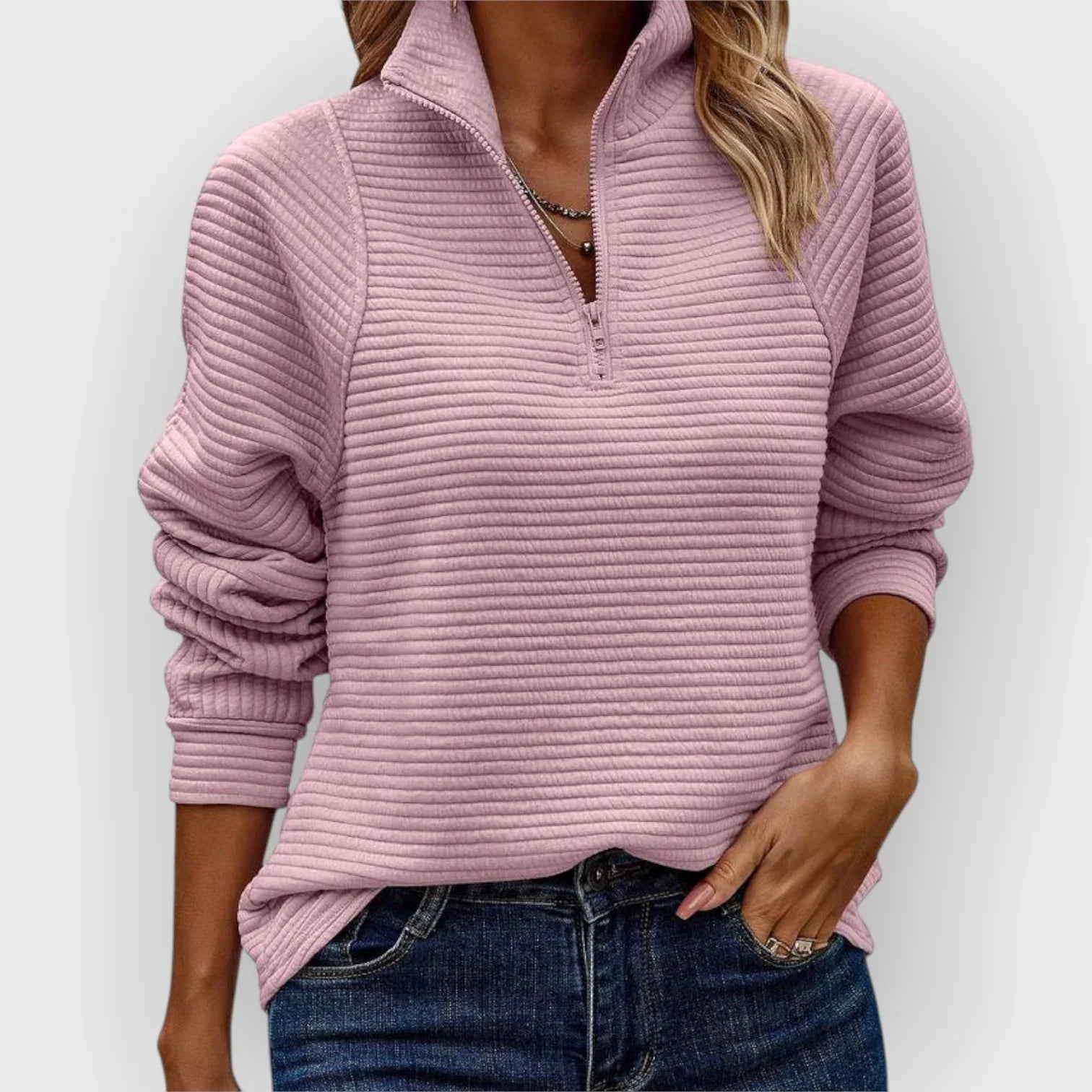 Louna | Gerippter ¼-Zip Pullover