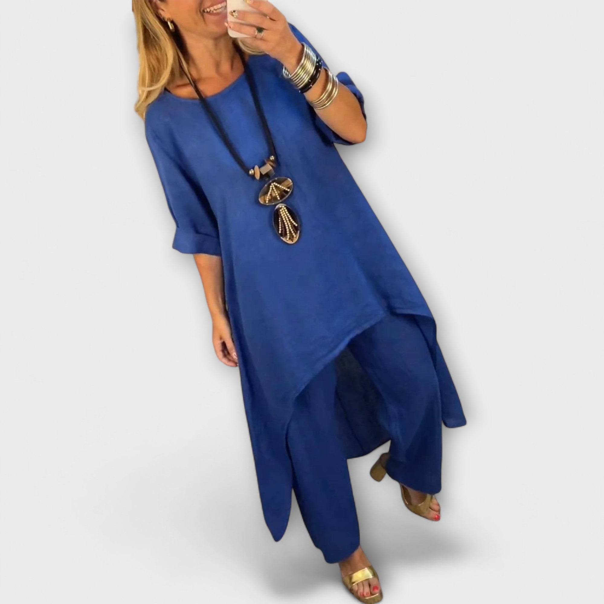 Tabea - Leinen Anzug mit Rundhalsausschnitt