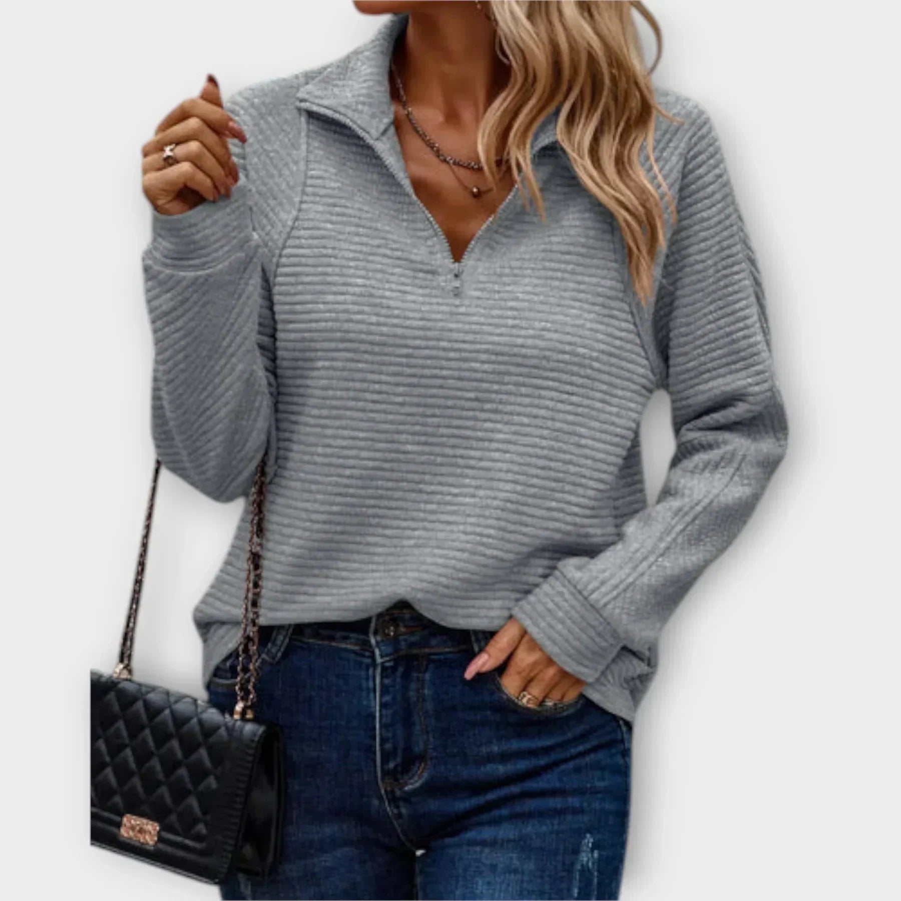 Louna | Gerippter ¼-Zip Pullover