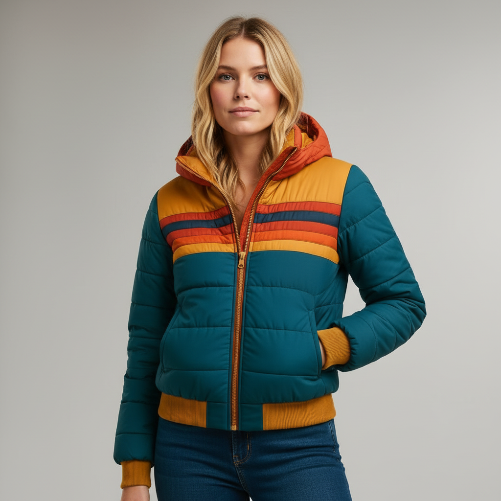 Lyora | Steppjacke im Retro-Stil mit Kapuze